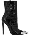 Philipp Plein Croco Boots Mid Heels High Skull In Black