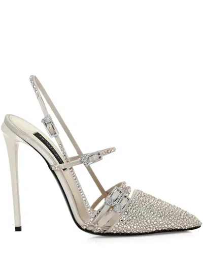 Philipp Plein 120mm Slingback Pumps In White