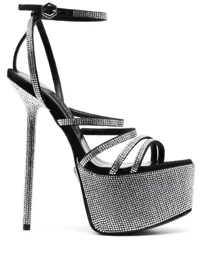 Philipp Plein 180mm Embellished Platform Sandals In Silver