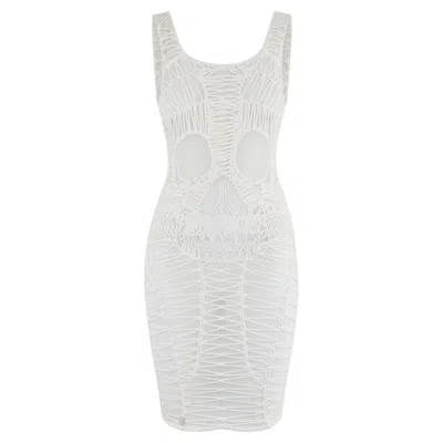 Pre-owned Philipp Plein 2014  White Skull Knit Bodycon Dress
