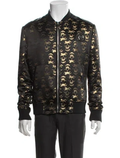 Pre-owned Philipp Plein 2018 Graphic Print Bomber Jacket In Black