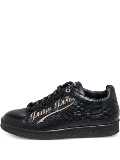 Pre-owned Philipp Plein 2024 Leather Python-embossed Sneakers In Black