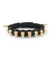 Philipp Plein Gold-tone Ip Stainless Steel 3d $kull Black Cord Slider Bracelet In Gold