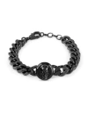 Philipp Plein Black-tone Ip Stainless Steel 3d $kull Cuban Link Bracelet In Black