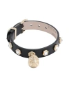 Philipp Plein 3d Skull Woman Bracelet Black Size - Stainless Steel, Soft Leather, Crystal In Black