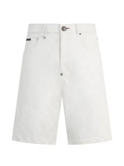 Philipp Plein Formentera Fit Shorts Embroidery Monogram Men In White