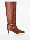 Philipp Plein 55mm Crocodile-embossed Boots In Brown