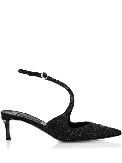 Philipp Plein 55mm Slingback Strass Pumps In Black