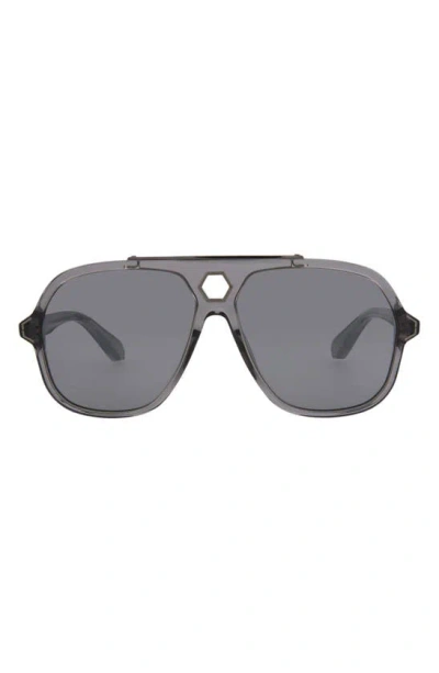 Philipp Plein 61mm Aviator Sunglasses In Grey Grey Smoke