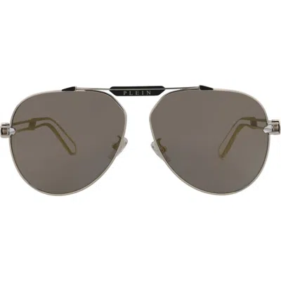 Philipp Plein 62mm Oversize Aviator Sunglasses In Palladium Palladium Silver