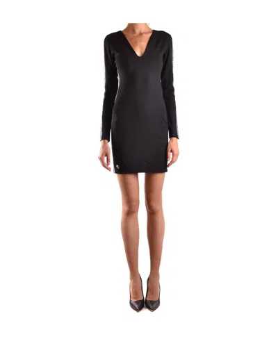 Philipp Plein Fitted Mini Dress With V-neckline In Black