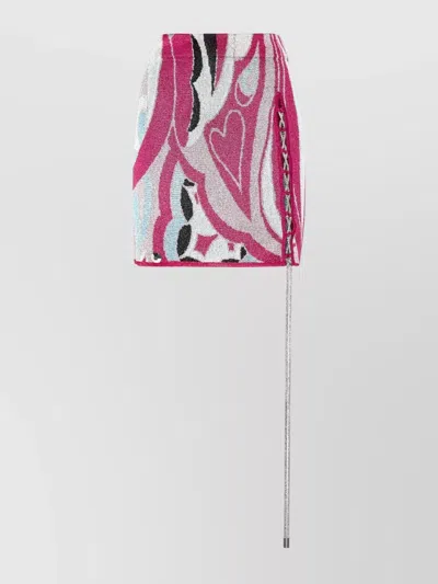 PHILIPP PLEIN ABSTRACT HIGH WAIST MINI SKIRTS SIDE SLIT