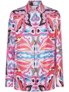 Philipp Plein All-over Graphic-print Silk Shirt In Pink