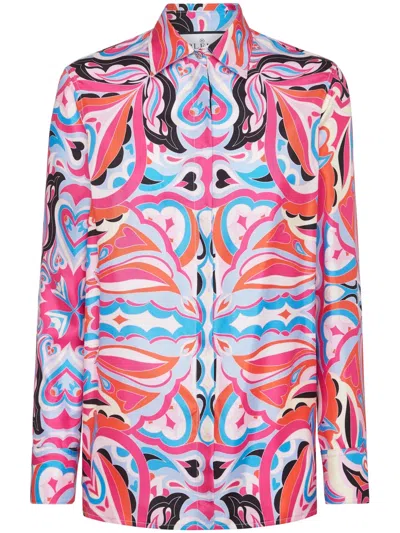 Philipp Plein All-over Graphic-print Silk Shirt In Pink