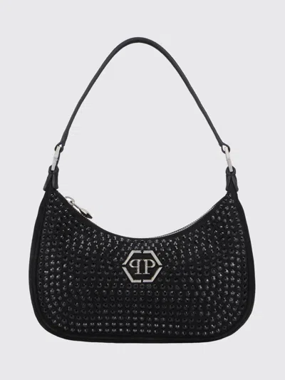 Philipp Plein All Over Rhinestone Suede Bag In Black
