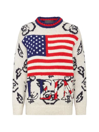 Philipp Plein Alpaca Wool Usa Pullover Round Neck Ls In Neutral