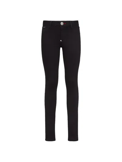Philipp Plein Angel Wing-embroidered Jeggings In Black