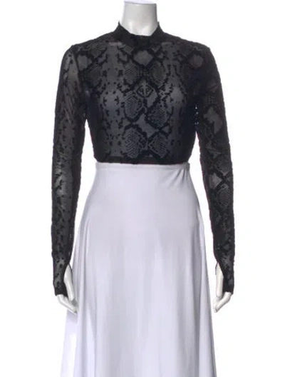 Pre-owned Philipp Plein Animal Print Mock Neck Top In Black