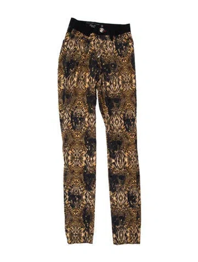Pre-owned Philipp Plein Animal Print Skinny Leg Pants In Brown