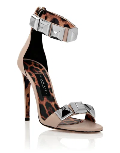 Philipp Plein Ankle Strap Stud Sandals In Brown