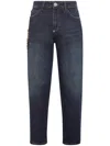 Philipp Plein Denim Trousers Mom Fit Paisley In Blue