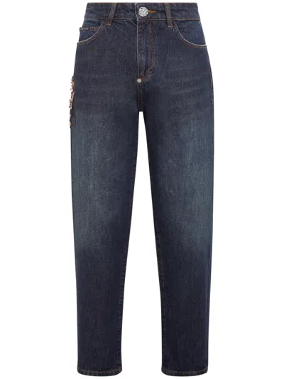 PHILIPP PLEIN APPLIQUÉ-DETAIL TAPERED JEANS