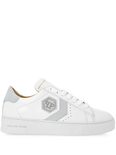 Philipp Plein Arrow Force Leather Sneakers In White