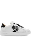 Philipp Plein Lo-top Leather Arrow Force Studs Sneakers In "0102 White / Black"
