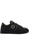 Philipp Plein Leather Lo-top Sneakers Hexagon In Black