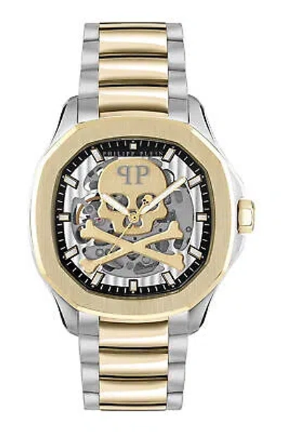 Pre-owned Philipp Plein Automatic Mens Wristwatch  Skeleton Pwraa0323 Steel Golden