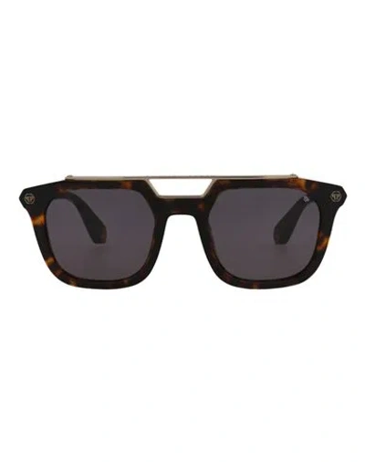 Philipp Plein Aviator-frame Acetate Sunglasses Man Sunglasses Multicolored Size 51 Acetate In Black