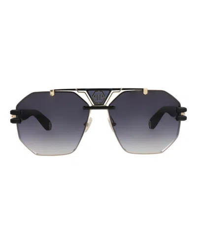 Philipp Plein Aviator-frame Titanium Sunglasses In Gray