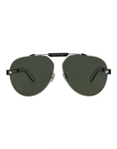 Philipp Plein Aviator-frame Titanium Sunglasses Man Sunglasses Multicolored Size 62 Titanium In Metallic