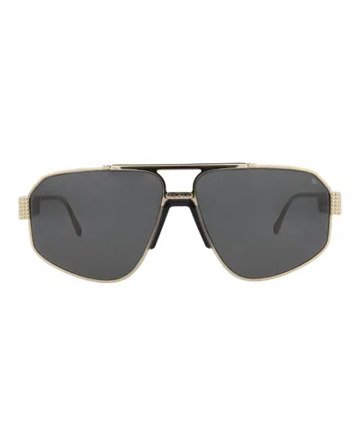 Philipp Plein Aviator-frame Titanium Sunglasses In Brown