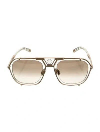 Pre-owned Philipp Plein Aviator Gradient Sunglasses In Gold