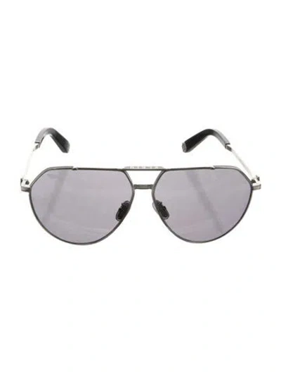 Pre-owned Philipp Plein Aviator Mirrored Sunglasses In Black