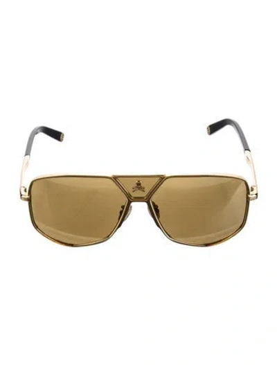 Pre-owned Philipp Plein Aviator Mirrored Sunglasses In Gold
