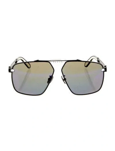 Pre-owned Philipp Plein Aviator Mirrored Sunglasses In Grey