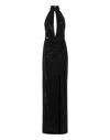 Philipp Plein Backless Long Evening Dress Mix Strass In Black