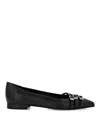 Philipp Plein Buckled Pointed-toe Ballet Flats In Black