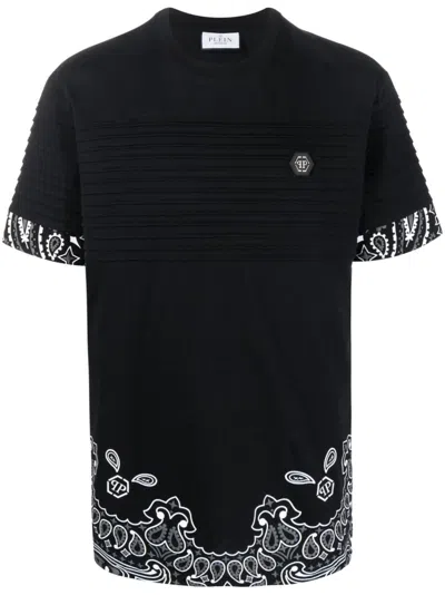 Philipp Plein Bandana-print Ribbed T-shirt In Black