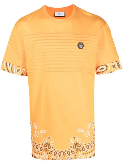 Philipp Plein Bandana-print Short-sleeve T-shirt In Orange