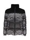 Philipp Plein Bandana-printed Zip-up Padded Jacket In Black