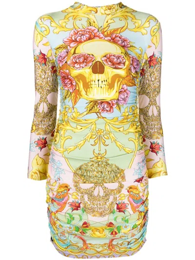 Philipp Plein Baroque Printed Minidress In Green