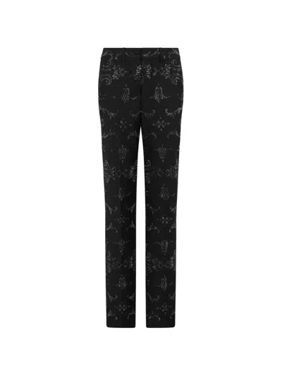 Philipp Plein Lady Straight Trousers Baroque Strass In Black