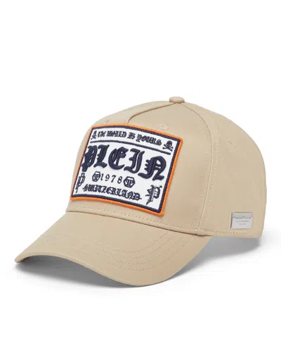 Philipp Plein Baseball Cap Gothic Plein In Beige