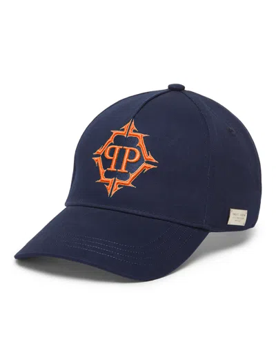 Philipp Plein Baseball Cap Hexagon In Blue