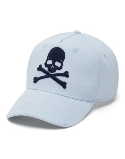 Philipp Plein Logo-embroidered Cotton Cap In Blue
