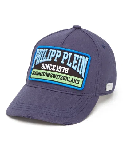 Philipp Plein Baseball Cap Patch Pp1978 In Blue