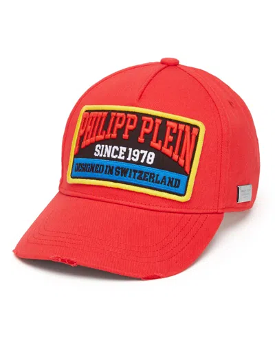 Philipp Plein Baseball Cap Patch Pp1978 In Red